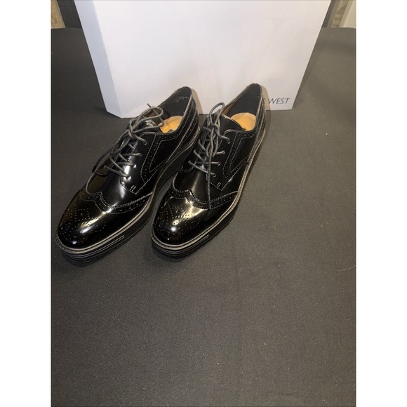 Nine West Shoes - 9 West Women's Brogues Patent Leather Wing Tip Platform Derby Shoe Sz 8.5 NIB